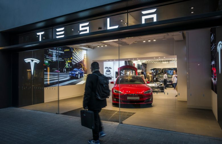 Barcelona,,Spain.,March,2018:,Tesla,Inc,Cars,Flagship,Store,Near