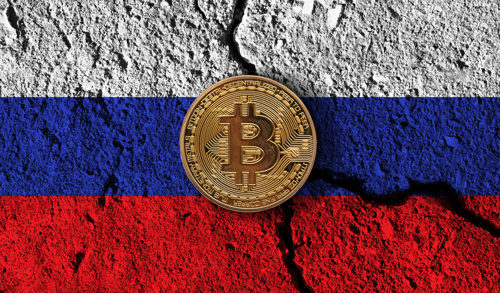 Bitcoin,Crypto,Currency,Coin,With,Cracked,Russia,Flag.,Crypto,Restrictions