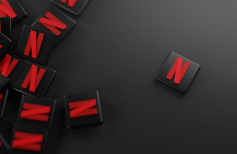 A Bunch of Netflix Logos. Copy Space Banner Background 3D Rendering