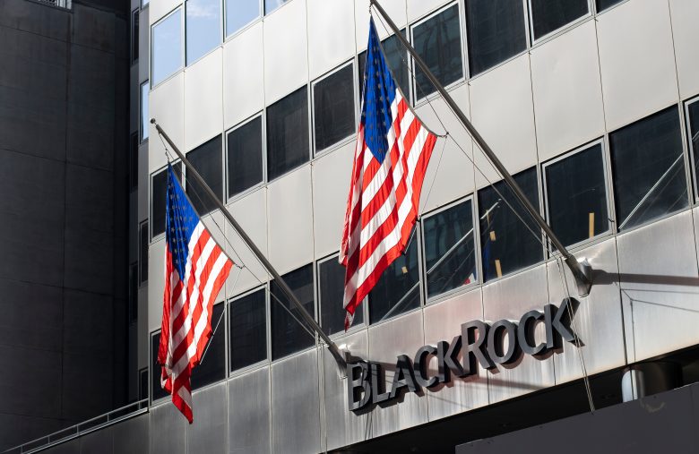 New York, NY, USA - July 5, 2022: BlackRock logo is seen at its