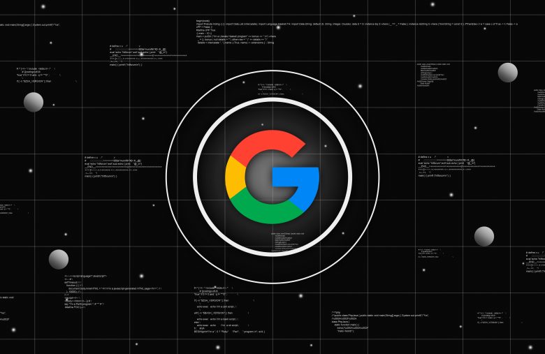 Google logo icon on technology futuristic background