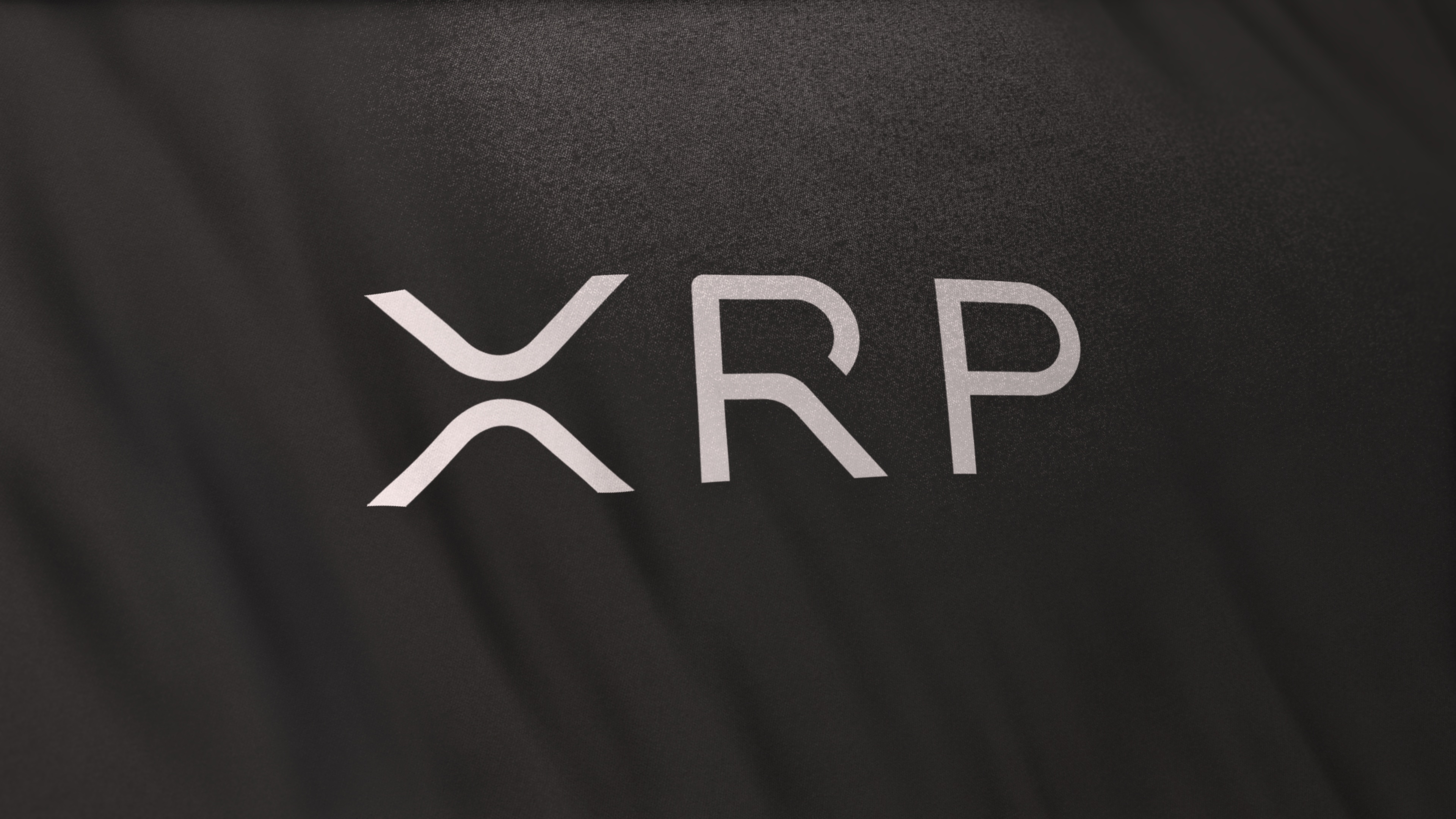 XRP Ripple Coin icon logo on gray flag banner background. Concep