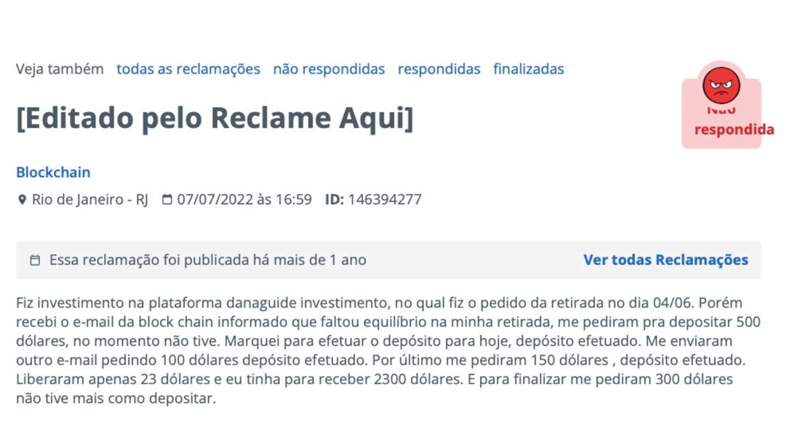 🤷‍♀️CULPA DE QUEM? Reclame Aqui Crypto, o responsável é você