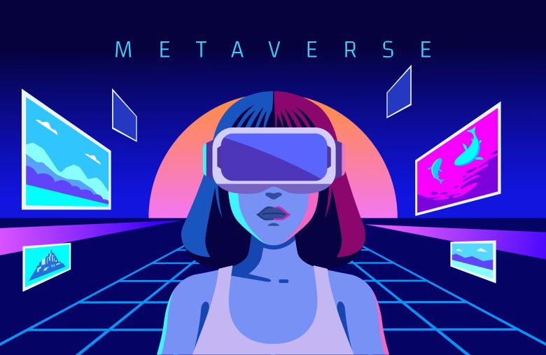 Metaverse,Digital,Virtual,Reality,Technology,Of,A,Woman,With,Glasses