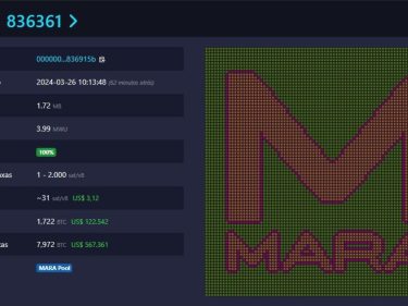 Marathon Digital paga US$ 122 mil para criar arte em bloco no Bitcoin, e desafiar maximalistas
