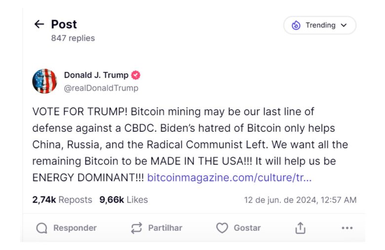 Trump mineradores Bitcoin