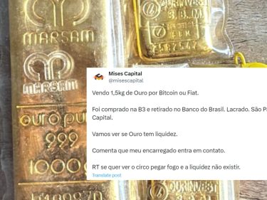 Investidor de Bitcoin desafia investidores de ouro ao tentar vender 1,5kg. “Vamos ver se tem liquidez”