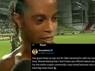 Ronaldinho Gaúcho flerta com memecoin: ‘Grandes novidades em breve’